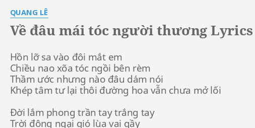 VỀ ĐÂU MÁI TÓC NGƯỜI THƯƠNG