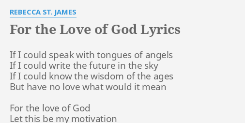 rebecca st james for the love of god lyrics