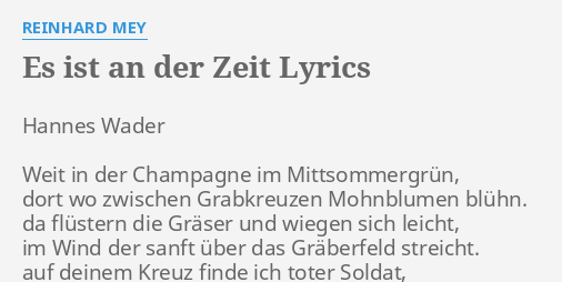 Es Ist An Der Zeit Hannes Wader Lyrics