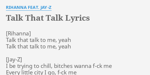 talk that talk lyrics rihanna jay z