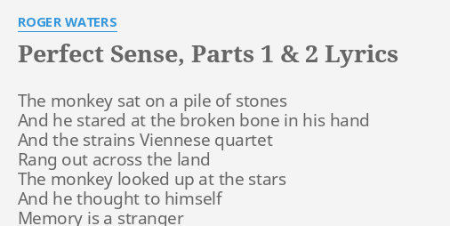 Perfect Sense Parts 1 2 Lyrics By Roger Waters The Monkey Sat On
