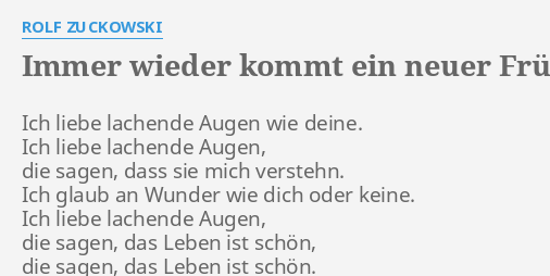 "IMMER WIEDER KOMMT EIN NEUER FRÃœHLING" LYRICS by ROLF