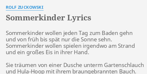 rolf zuckowski sommerkinder