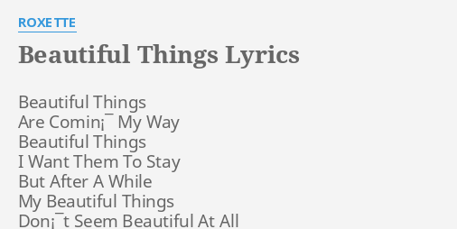 Song Lyrics Beautiful Things