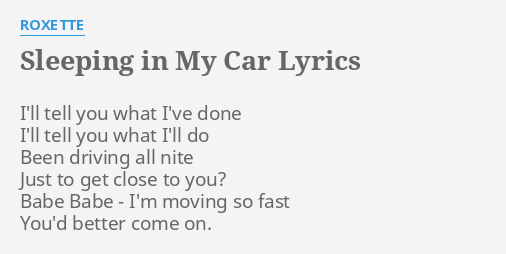 sleeping in the back of my car lyrics