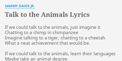 TALK TO THE ANIMALS