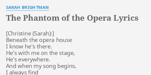 phantom of the opera lyrics