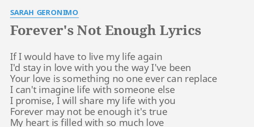 forevers not enough by sarah geronimo