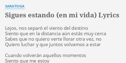 saratoga sigues estando en mi vida saratoga sigues estando en mi vida
