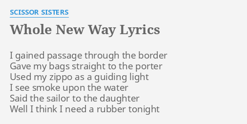 whole new way scissor sisters meaning