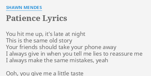 Shawn Mendes Patience Lyrics