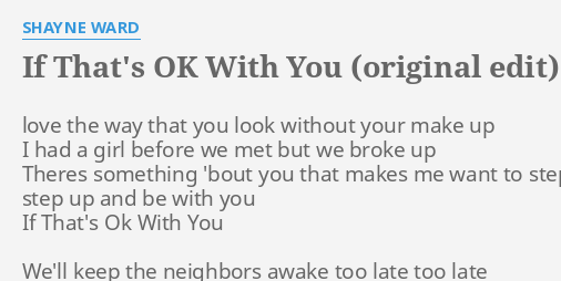 If That S Ok With You Original Edit Lyrics By Shayne Ward Love
