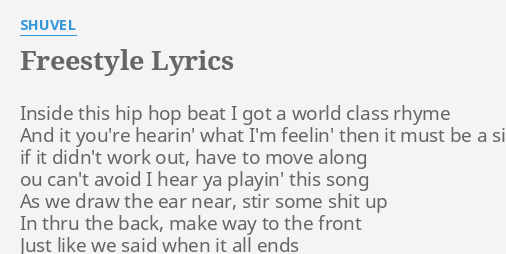 Freestyle Lyrics By Shuvel Inside This Hip Hop