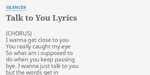 but when i talk to you lyrics