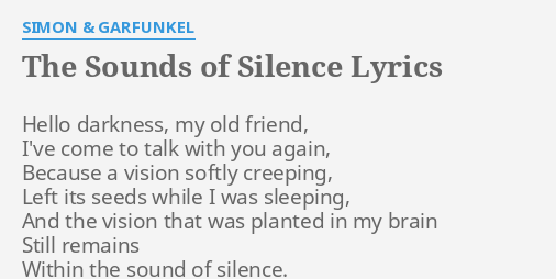 sounds of silence simon and garfunkel lyrics meaning