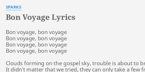 bon voyage sparks lyrics