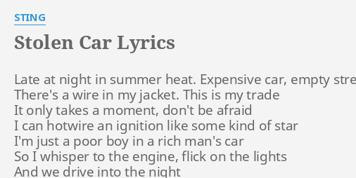 stolen car перевод песни