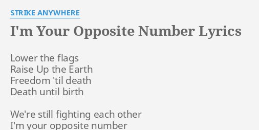 i'm your opposite number lyrics