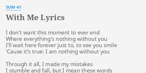 Sum 41 - With Me (lyrics) 