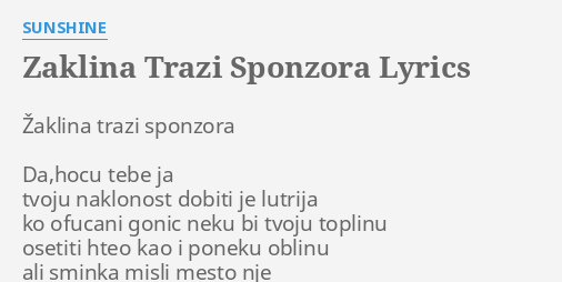 zaklina trazi sponzora