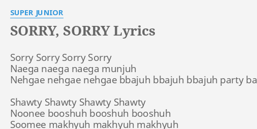 Sorry sorry lyrics super junior