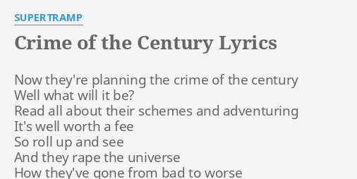 supertramp crime of the century lyrics meaning
