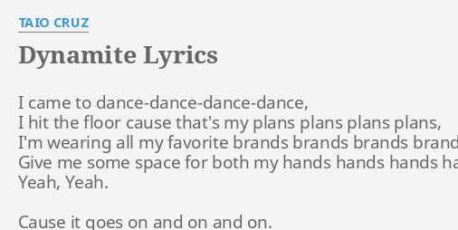 Dynamite taio deals cruz lyrics