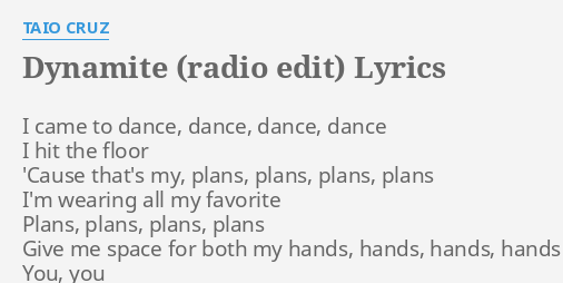 Dynamite taio cruz lyrics online