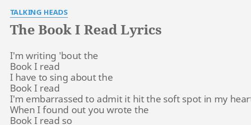 talking heads the book i read lyrics