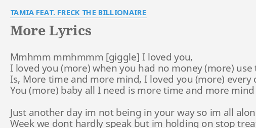 More Lyrics By Tamia Feat Freck The Billionaire Mmhmm Mmhmmm I Loved