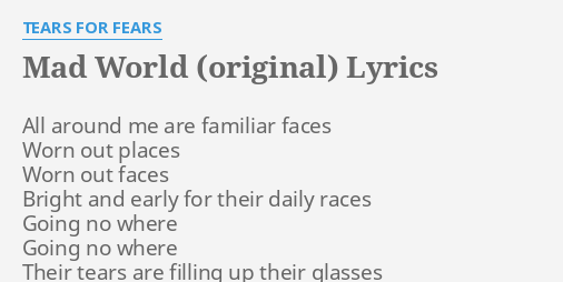 mad world original lyrics
