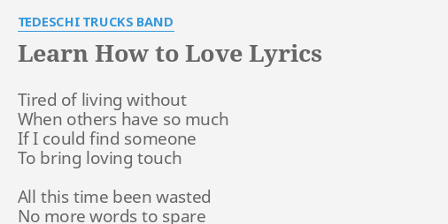 learn how to love lyrics