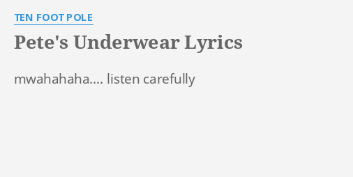 don't have to guess the colour of your underwear lyrics