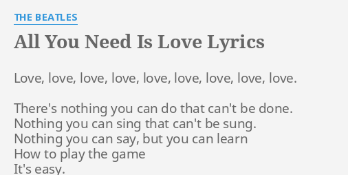 The Beatles – All You Need Is Love Lyrics