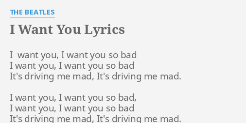 I want you lyrics beatles