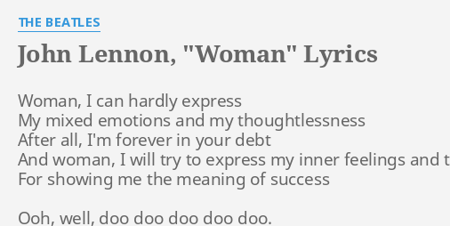 John Lennon - Woman (Tradução) 