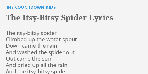 The Itsy Bitsy Spider Lyrics By The Countdown Kids The Itsy Bitsy Spider Climbed