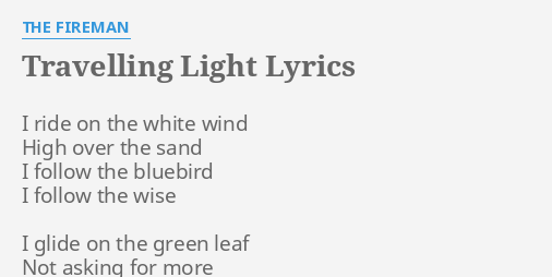 lyrics travelling light
