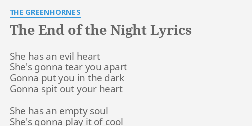 till the end of the night lyrics