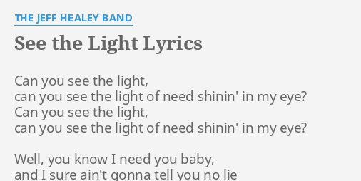 the jeff healey band see the light lyrics