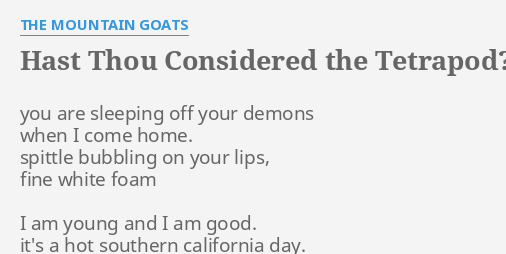 Hast Thou Considered The Tetrapod Lyrics By The Mountain Goats You Are Sleeping Off