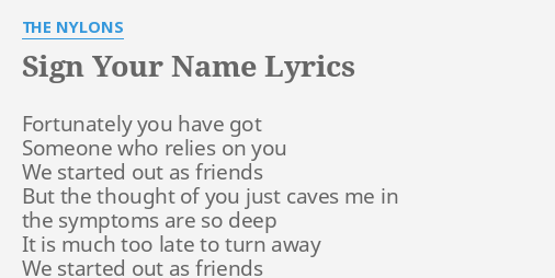 sign your name lyrics