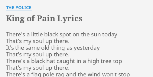 king of pain the police meaning