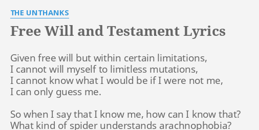 Free Will And Testament Lyrics By The Unthanks Given Free Will But