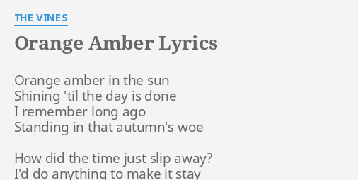 Orange Amber Lyrics By The Vines Orange Amber In The