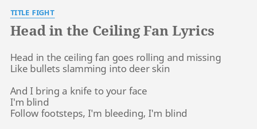 Head In The Ceiling Fan Lyrics By T Le Fight Head In The