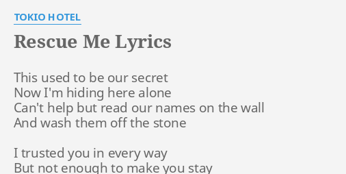 rescue me tokio hotel скачать