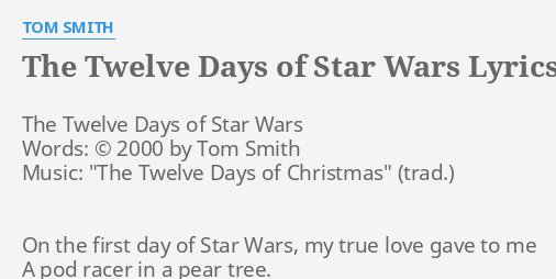 THE TWELVE DAYS OF STAR WARS