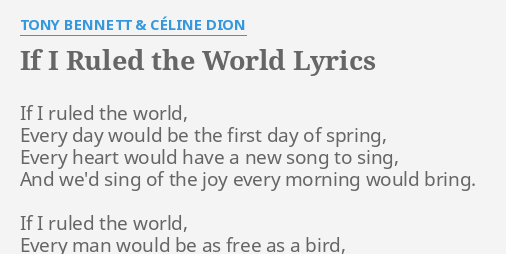 tony bennett celine dion if i ruled the world lyrics