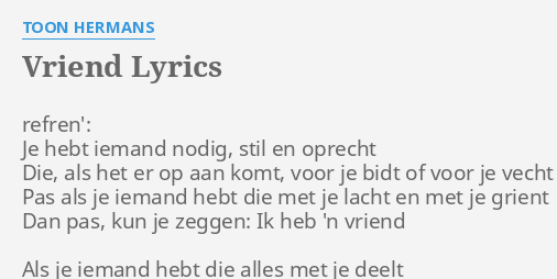 Hermans van echt als iemand houdt toon je Gedicht toon